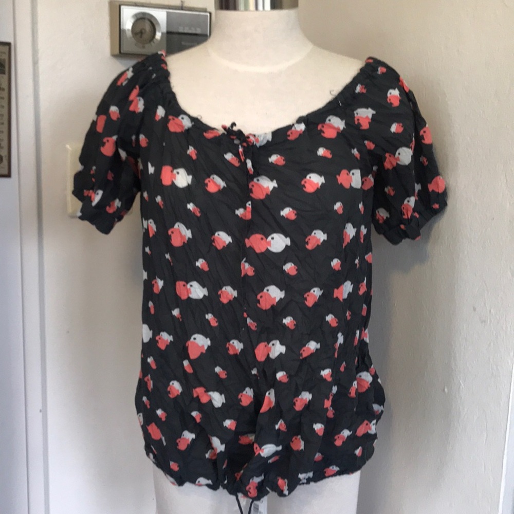 Marc by Marc Jacobs Kissing Fish Peasant Blouse